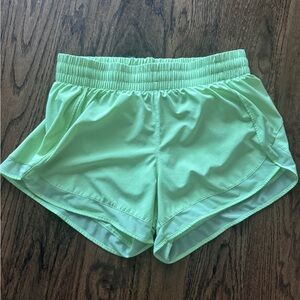 Athleta Mesh Racer Run Short Small Aloe Citron Yellow Green Neon